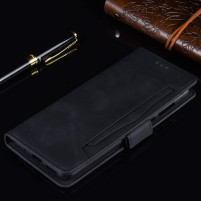 Луксозен кожен калъф тефтер стойка и клипс и визитник FLEXI за LG Q60 черен